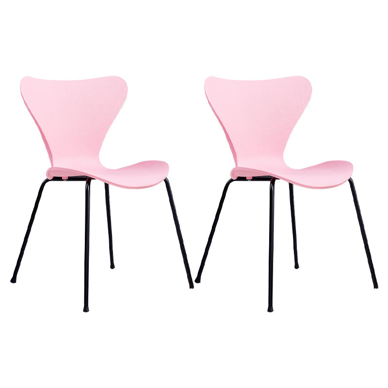 Contemporary Metal Dining Chairs Dining Armless Side Chair for Kitchen Pink 2 Piece Set Clearhalo ' kitchen&dining_furn' 'Dining Chairs' 'Dining Tables & Seating' 'dining_chair' 'furn' 'furn_dining_chair' 'Furniture' 'furniture_dining_chair' 'Kitchen & Dining Furniture' 'kitchen' 4438199