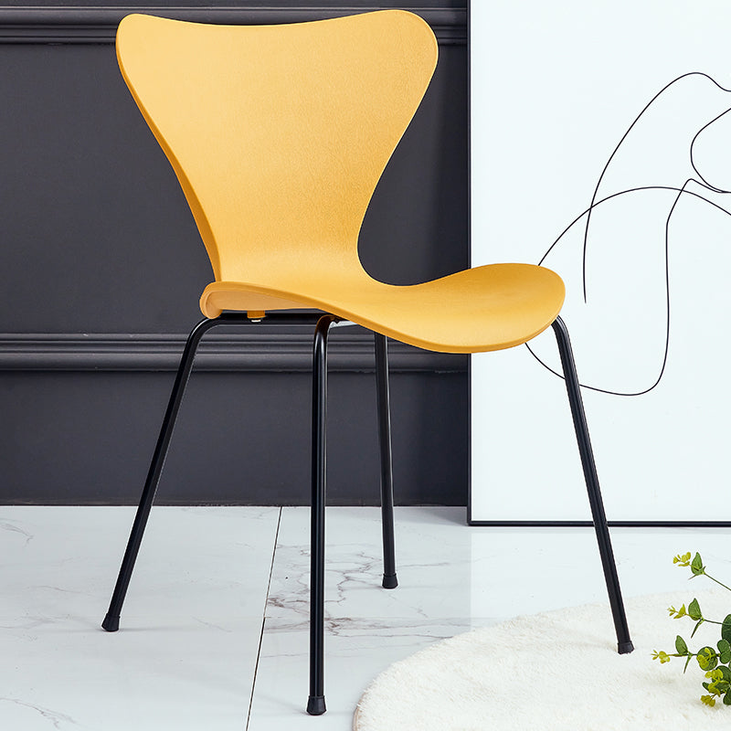 Contemporary Metal Dining Chairs Dining Armless Side Chair for Kitchen Yellow 1 Piece Clearhalo ' kitchen&dining_furn' 'Dining Chairs' 'Dining Tables & Seating' 'dining_chair' 'furn' 'furn_dining_chair' 'Furniture' 'furniture_dining_chair' 'Kitchen & Dining Furniture' 'kitchen' 4438202