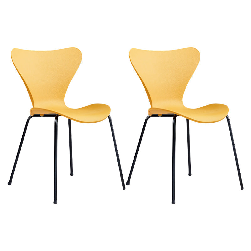Contemporary Metal Dining Chairs Dining Armless Side Chair for Kitchen Yellow 2 Piece Set Clearhalo ' kitchen&dining_furn' 'Dining Chairs' 'Dining Tables & Seating' 'dining_chair' 'furn' 'furn_dining_chair' 'Furniture' 'furniture_dining_chair' 'Kitchen & Dining Furniture' 'kitchen' 4438203