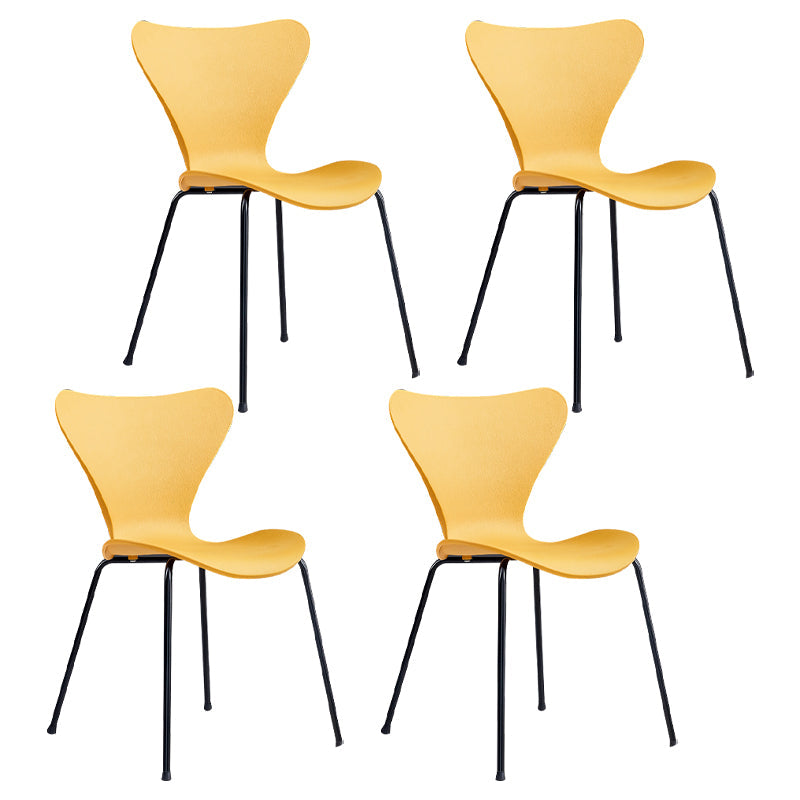 Contemporary Metal Dining Chairs Dining Armless Side Chair for Kitchen Yellow 4 Piece Set Clearhalo ' kitchen&dining_furn' 'Dining Chairs' 'Dining Tables & Seating' 'dining_chair' 'furn' 'furn_dining_chair' 'Furniture' 'furniture_dining_chair' 'Kitchen & Dining Furniture' 'kitchen' 4438204