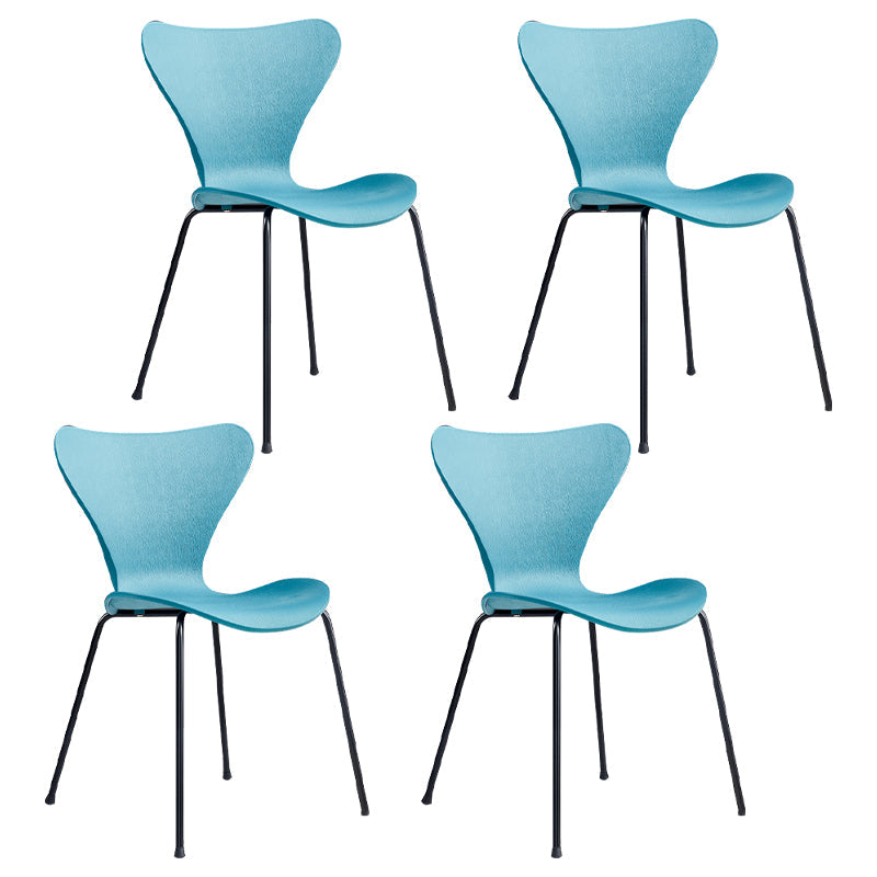 Contemporary Metal Dining Chairs Dining Armless Side Chair for Kitchen Blue 4 Piece Set Clearhalo ' kitchen&dining_furn' 'Dining Chairs' 'Dining Tables & Seating' 'dining_chair' 'furn' 'furn_dining_chair' 'Furniture' 'furniture_dining_chair' 'Kitchen & Dining Furniture' 'kitchen' 4438207
