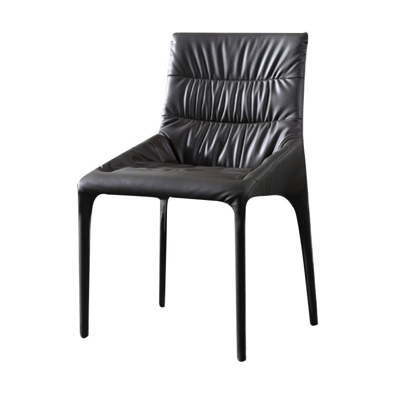 Contemporary Style Metal Dining Chair Leather Dining Armless Side Chair for Kitchen Dark Gray 1 Piece Clearhalo ' kitchen&dining_furn' 'Dining Chairs' 'Dining Tables & Seating' 'dining_chair' 'furn' 'furn_dining_chair' 'Furniture' 'furniture_dining_chair' 'Kitchen & Dining Furniture' 'kitchen' 4438213