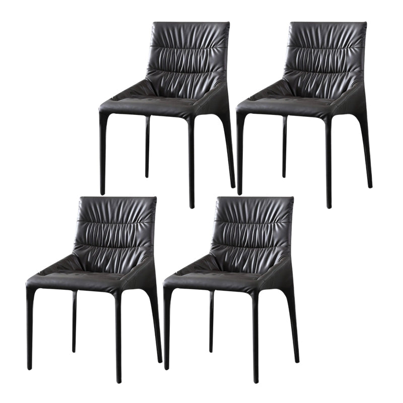 Contemporary Style Metal Dining Chair Leather Dining Armless Side Chair for Kitchen Dark Gray 4 Piece Set Clearhalo ' kitchen&dining_furn' 'Dining Chairs' 'Dining Tables & Seating' 'dining_chair' 'furn' 'furn_dining_chair' 'Furniture' 'furniture_dining_chair' 'Kitchen & Dining Furniture' 'kitchen' 4438216
