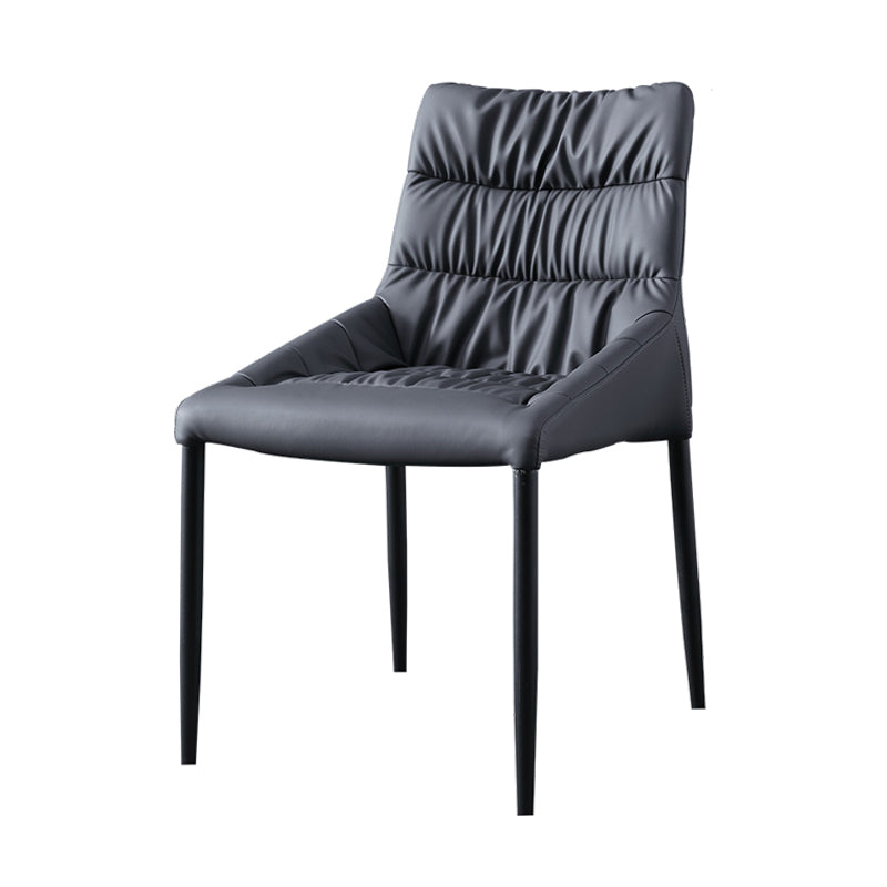 Contemporary Style Metal Dining Chair Leather Dining Armless Side Chair for Kitchen Light Gray 1 Piece Clearhalo ' kitchen&dining_furn' 'Dining Chairs' 'Dining Tables & Seating' 'dining_chair' 'furn' 'furn_dining_chair' 'Furniture' 'furniture_dining_chair' 'Kitchen & Dining Furniture' 'kitchen' 4438218