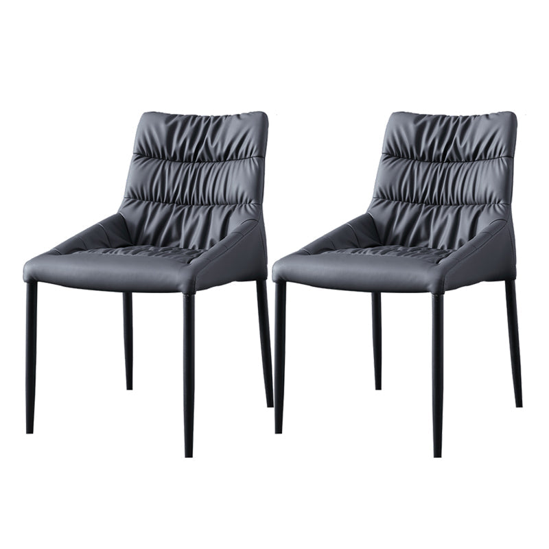 Contemporary Style Metal Dining Chair Leather Dining Armless Side Chair for Kitchen Light Gray 2 Piece Set Clearhalo ' kitchen&dining_furn' 'Dining Chairs' 'Dining Tables & Seating' 'dining_chair' 'furn' 'furn_dining_chair' 'Furniture' 'furniture_dining_chair' 'Kitchen & Dining Furniture' 'kitchen' 4438220