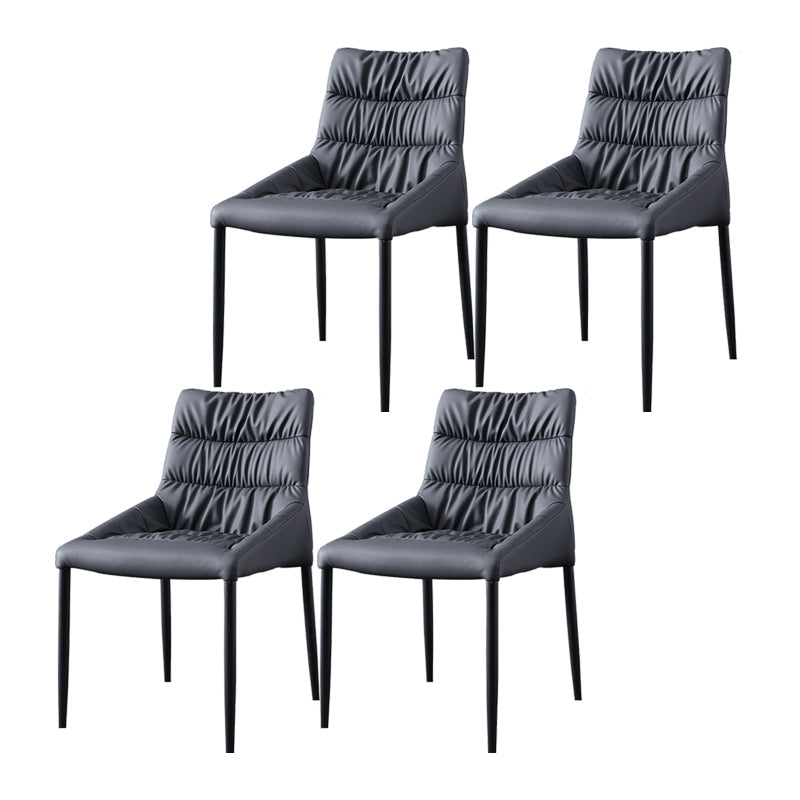 Contemporary Style Metal Dining Chair Leather Dining Armless Side Chair for Kitchen Light Gray 4 Piece Set Clearhalo ' kitchen&dining_furn' 'Dining Chairs' 'Dining Tables & Seating' 'dining_chair' 'furn' 'furn_dining_chair' 'Furniture' 'furniture_dining_chair' 'Kitchen & Dining Furniture' 'kitchen' 4438223