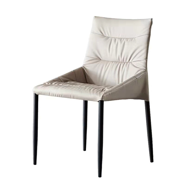 Contemporary Style Metal Dining Chair Leather Dining Armless Side Chair for Kitchen White 1 Piece Clearhalo ' kitchen&dining_furn' 'Dining Chairs' 'Dining Tables & Seating' 'dining_chair' 'furn' 'furn_dining_chair' 'Furniture' 'furniture_dining_chair' 'Kitchen & Dining Furniture' 'kitchen' 4438225