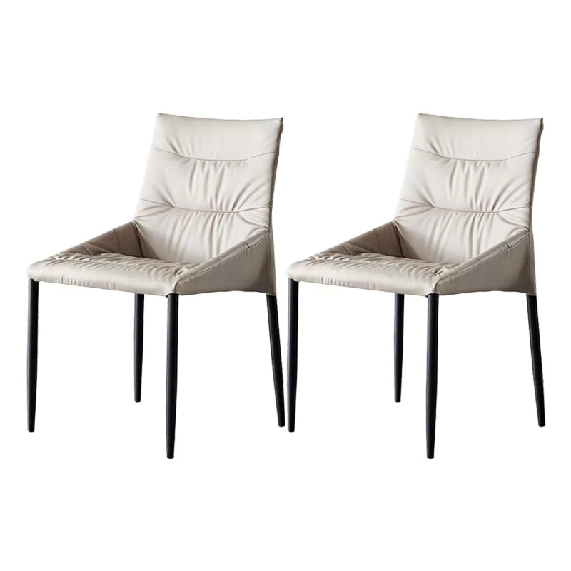 Contemporary Style Metal Dining Chair Leather Dining Armless Side Chair for Kitchen White 2 Piece Set Clearhalo ' kitchen&dining_furn' 'Dining Chairs' 'Dining Tables & Seating' 'dining_chair' 'furn' 'furn_dining_chair' 'Furniture' 'furniture_dining_chair' 'Kitchen & Dining Furniture' 'kitchen' 4438227