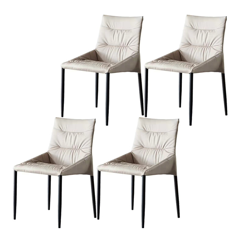 Contemporary Style Metal Dining Chair Leather Dining Armless Side Chair for Kitchen White 4 Piece Set Clearhalo ' kitchen&dining_furn' 'Dining Chairs' 'Dining Tables & Seating' 'dining_chair' 'furn' 'furn_dining_chair' 'Furniture' 'furniture_dining_chair' 'Kitchen & Dining Furniture' 'kitchen' 4438229