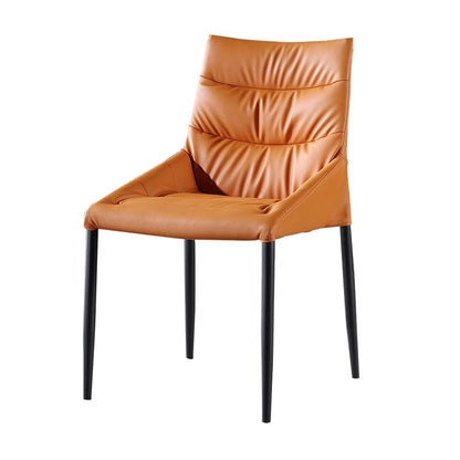 Contemporary Style Metal Dining Chair Leather Dining Armless Side Chair for Kitchen Orange 1 Piece Clearhalo ' kitchen&dining_furn' 'Dining Chairs' 'Dining Tables & Seating' 'dining_chair' 'furn' 'furn_dining_chair' 'Furniture' 'furniture_dining_chair' 'Kitchen & Dining Furniture' 'kitchen' 4438231