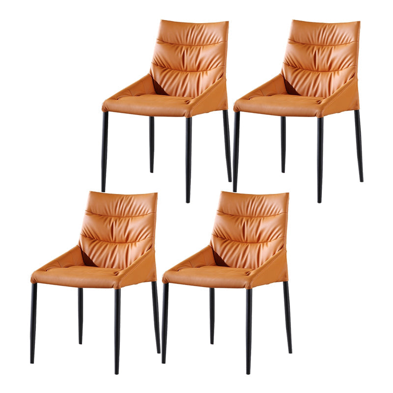 Contemporary Style Metal Dining Chair Leather Dining Armless Side Chair for Kitchen Orange 4 Piece Set Clearhalo ' kitchen&dining_furn' 'Dining Chairs' 'Dining Tables & Seating' 'dining_chair' 'furn' 'furn_dining_chair' 'Furniture' 'furniture_dining_chair' 'Kitchen & Dining Furniture' 'kitchen' 4438233