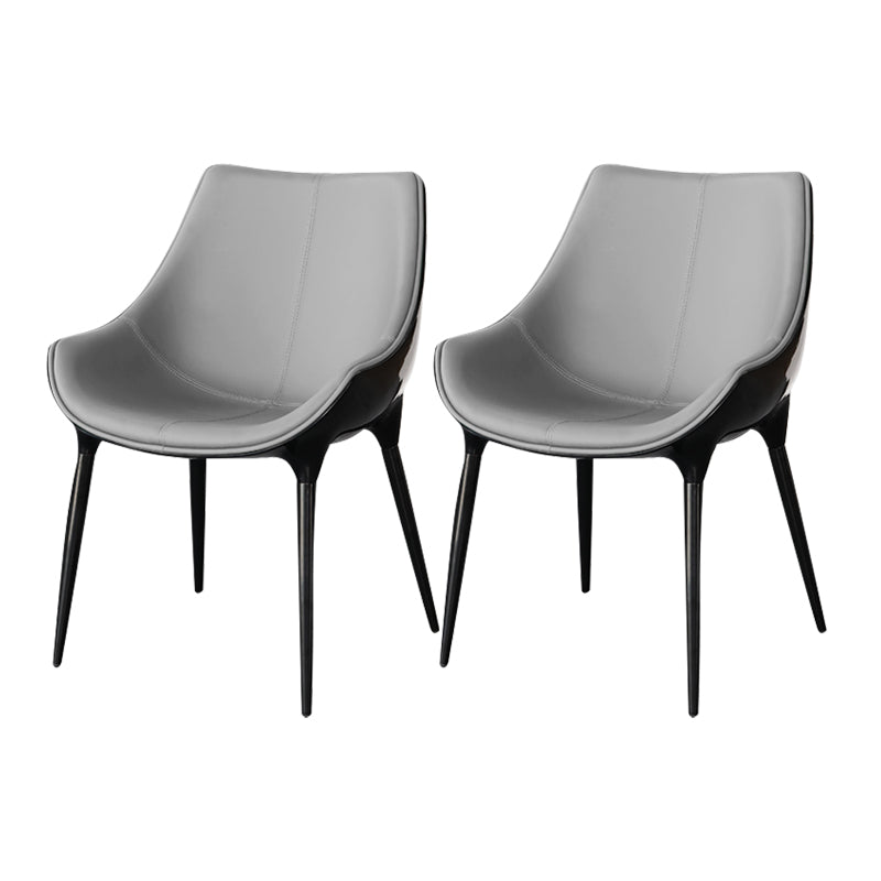 Contemporary Style Dining Side Chair Kitchen Arm Side Chairs with Metal Legs Dark Gray 2 Piece Set Clearhalo ' kitchen&dining_furn' 'Dining Chairs' 'Dining Tables & Seating' 'dining_chair' 'furn' 'furn_dining_chair' 'Furniture' 'furniture_dining_chair' 'Kitchen & Dining Furniture' 'kitchen' 4438244