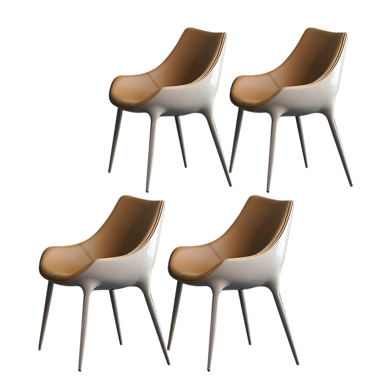 Contemporary Style Dining Side Chair Kitchen Arm Side Chairs with Metal Legs Yellow 4 Piece Set Clearhalo ' kitchen&dining_furn' 'Dining Chairs' 'Dining Tables & Seating' 'dining_chair' 'furn' 'furn_dining_chair' 'Furniture' 'furniture_dining_chair' 'Kitchen & Dining Furniture' 'kitchen' 4438251