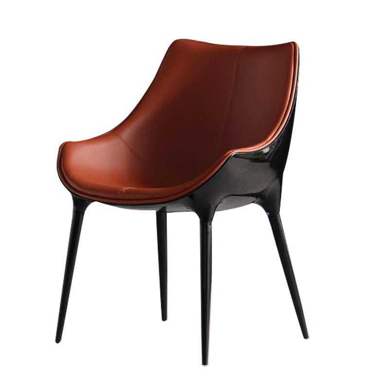 Contemporary Style Dining Side Chair Kitchen Arm Side Chairs with Metal Legs Red Brown 1 Piece Clearhalo ' kitchen&dining_furn' 'Dining Chairs' 'Dining Tables & Seating' 'dining_chair' 'furn' 'furn_dining_chair' 'Furniture' 'furniture_dining_chair' 'Kitchen & Dining Furniture' 'kitchen' 4438253