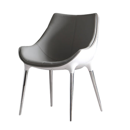 Contemporary Style Dining Side Chair Kitchen Arm Side Chairs with Metal Legs Gray-White 1 Piece Clearhalo ' kitchen&dining_furn' 'Dining Chairs' 'Dining Tables & Seating' 'dining_chair' 'furn' 'furn_dining_chair' 'Furniture' 'furniture_dining_chair' 'Kitchen & Dining Furniture' 'kitchen' 4438256