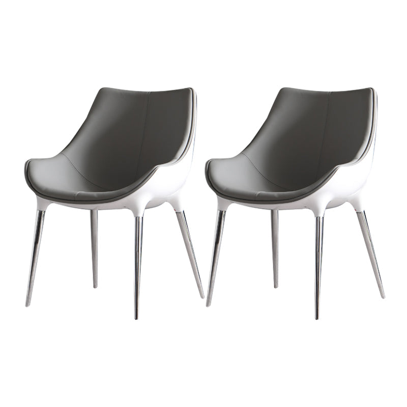 Contemporary Style Dining Side Chair Kitchen Arm Side Chairs with Metal Legs Gray-White 2 Piece Set Clearhalo ' kitchen&dining_furn' 'Dining Chairs' 'Dining Tables & Seating' 'dining_chair' 'furn' 'furn_dining_chair' 'Furniture' 'furniture_dining_chair' 'Kitchen & Dining Furniture' 'kitchen' 4438257