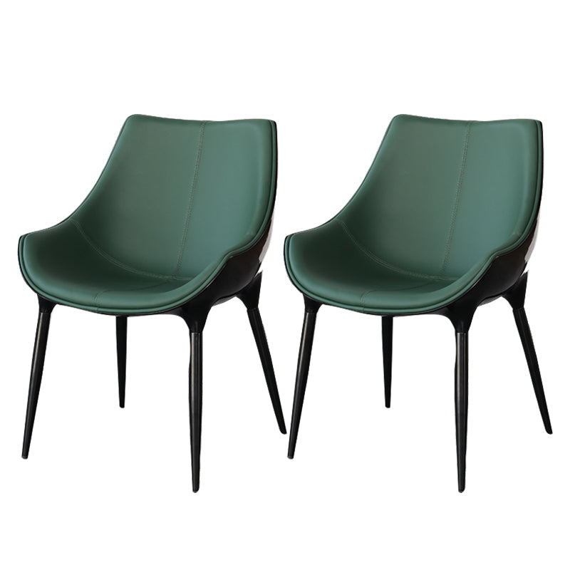Contemporary Style Dining Side Chair Kitchen Arm Side Chairs with Metal Legs Blackish Green 2 Piece Set Clearhalo ' kitchen&dining_furn' 'Dining Chairs' 'Dining Tables & Seating' 'dining_chair' 'furn' 'furn_dining_chair' 'Furniture' 'furniture_dining_chair' 'Kitchen & Dining Furniture' 'kitchen' 4438260