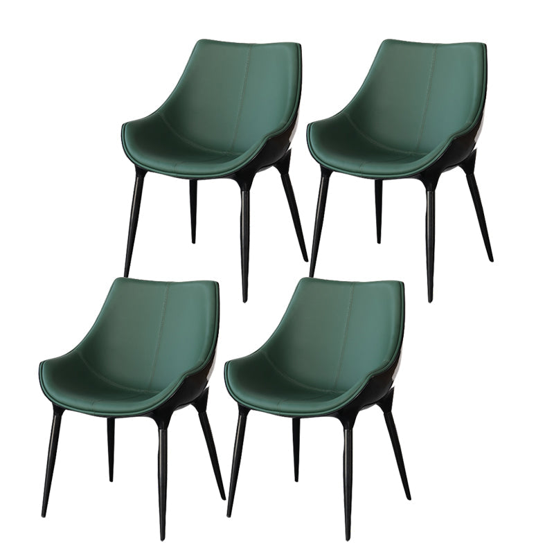 Contemporary Style Dining Side Chair Kitchen Arm Side Chairs with Metal Legs Blackish Green 4 Piece Set Clearhalo ' kitchen&dining_furn' 'Dining Chairs' 'Dining Tables & Seating' 'dining_chair' 'furn' 'furn_dining_chair' 'Furniture' 'furniture_dining_chair' 'Kitchen & Dining Furniture' 'kitchen' 4438261