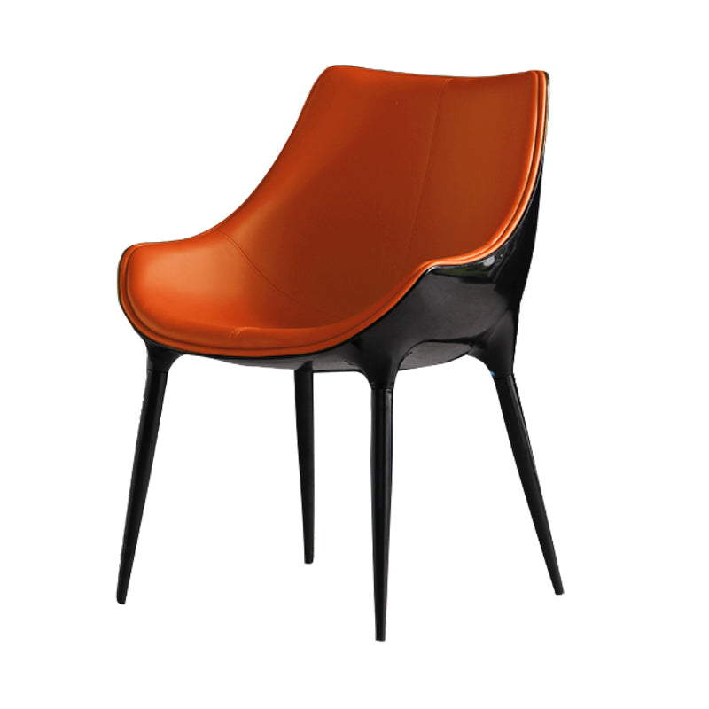 Contemporary Style Dining Side Chair Kitchen Arm Side Chairs with Metal Legs Orange 1 Piece Clearhalo ' kitchen&dining_furn' 'Dining Chairs' 'Dining Tables & Seating' 'dining_chair' 'furn' 'furn_dining_chair' 'Furniture' 'furniture_dining_chair' 'Kitchen & Dining Furniture' 'kitchen' 4438262