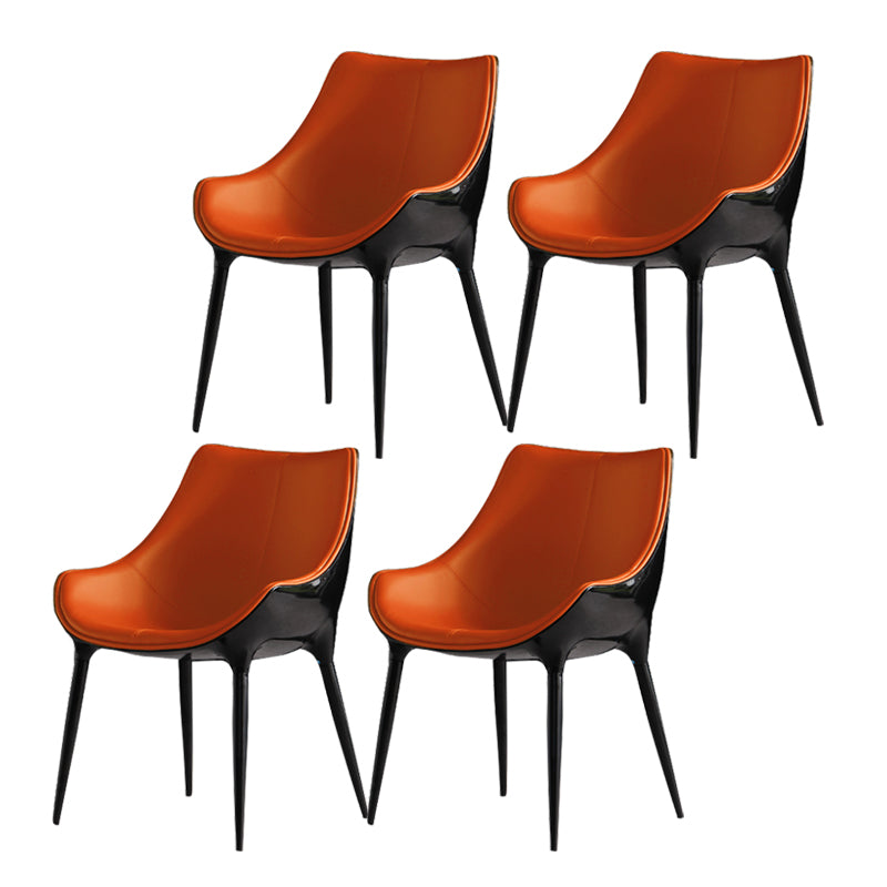 Contemporary Style Dining Side Chair Kitchen Arm Side Chairs with Metal Legs Orange 4 Piece Set Clearhalo ' kitchen&dining_furn' 'Dining Chairs' 'Dining Tables & Seating' 'dining_chair' 'furn' 'furn_dining_chair' 'Furniture' 'furniture_dining_chair' 'Kitchen & Dining Furniture' 'kitchen' 4438264