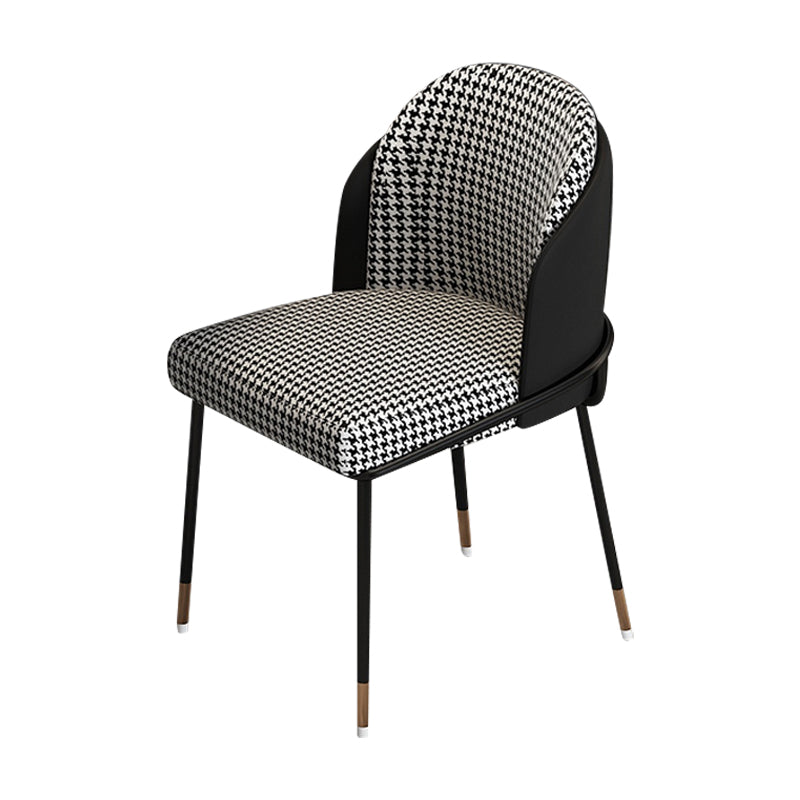 Glam Metal Dining Chair Upholstered Dining Side Armless Chair for Restaurant Use Black 1 Piece Clearhalo ' kitchen&dining_furn' 'Dining Chairs' 'Dining Tables & Seating' 'dining_chair' 'furn' 'furn_dining_chair' 'Furniture' 'furniture_dining_chair' 'Kitchen & Dining Furniture' 'kitchen' 4438270
