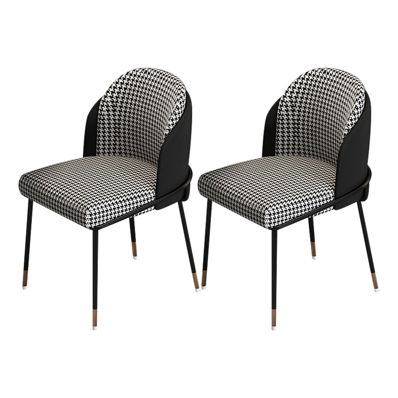 Glam Metal Dining Chair Upholstered Dining Side Armless Chair for Restaurant Use Black 2 Piece Set Clearhalo ' kitchen&dining_furn' 'Dining Chairs' 'Dining Tables & Seating' 'dining_chair' 'furn' 'furn_dining_chair' 'Furniture' 'furniture_dining_chair' 'Kitchen & Dining Furniture' 'kitchen' 4438272