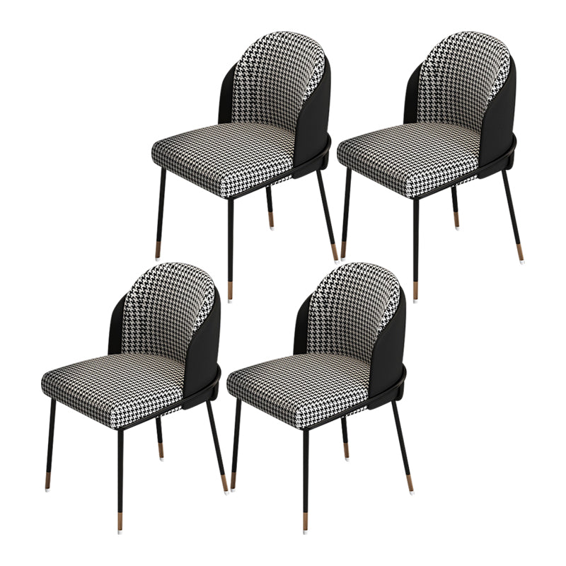Glam Metal Dining Chair Upholstered Dining Side Armless Chair for Restaurant Use Black 4 Piece Set Clearhalo ' kitchen&dining_furn' 'Dining Chairs' 'Dining Tables & Seating' 'dining_chair' 'furn' 'furn_dining_chair' 'Furniture' 'furniture_dining_chair' 'Kitchen & Dining Furniture' 'kitchen' 4438274