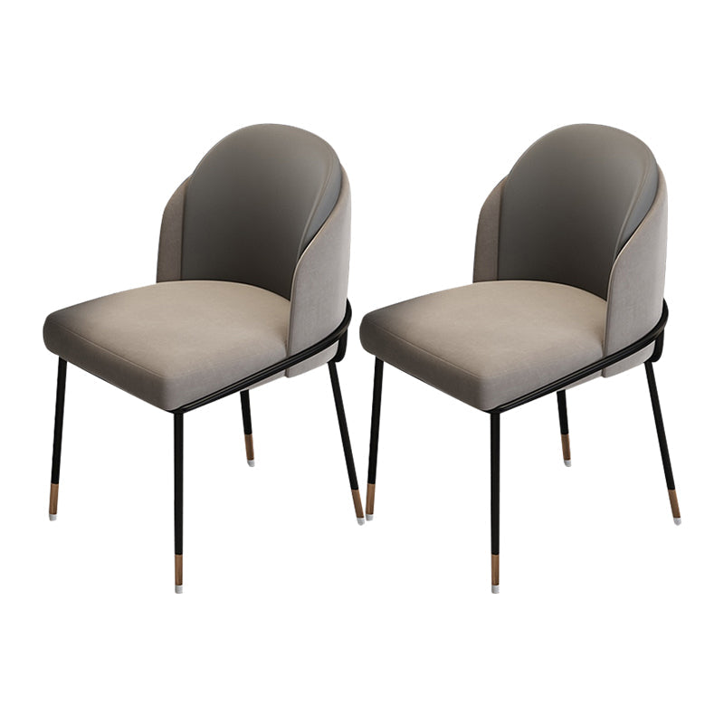 Glam Metal Dining Chair Upholstered Dining Side Armless Chair for Restaurant Use Grey 2 Piece Set Clearhalo ' kitchen&dining_furn' 'Dining Chairs' 'Dining Tables & Seating' 'dining_chair' 'furn' 'furn_dining_chair' 'Furniture' 'furniture_dining_chair' 'Kitchen & Dining Furniture' 'kitchen' 4438277