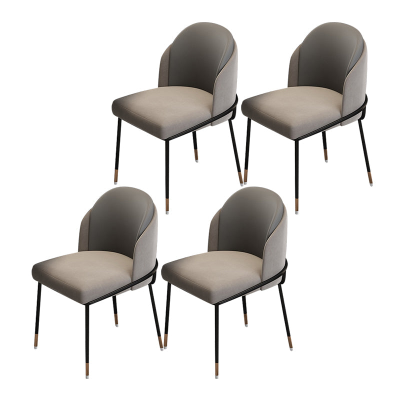 Glam Metal Dining Chair Upholstered Dining Side Armless Chair for Restaurant Use Grey 4 Piece Set Clearhalo ' kitchen&dining_furn' 'Dining Chairs' 'Dining Tables & Seating' 'dining_chair' 'furn' 'furn_dining_chair' 'Furniture' 'furniture_dining_chair' 'Kitchen & Dining Furniture' 'kitchen' 4438279