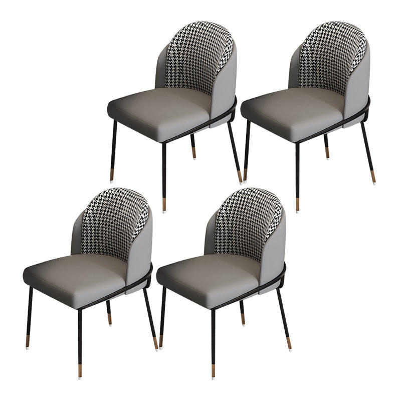 Glam Metal Dining Chair Upholstered Dining Side Armless Chair for Restaurant Use Light Gray 4 Piece Set Clearhalo ' kitchen&dining_furn' 'Dining Chairs' 'Dining Tables & Seating' 'dining_chair' 'furn' 'furn_dining_chair' 'Furniture' 'furniture_dining_chair' 'Kitchen & Dining Furniture' 'kitchen' 4438285