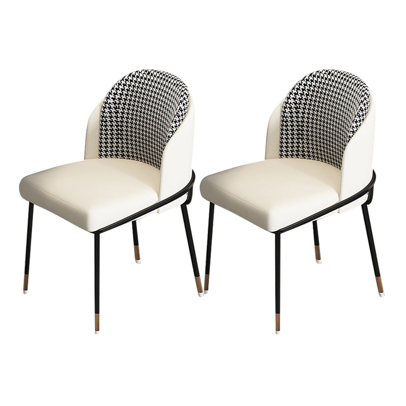 Glam Metal Dining Chair Upholstered Dining Side Armless Chair for Restaurant Use White 2 Piece Set Clearhalo ' kitchen&dining_furn' 'Dining Chairs' 'Dining Tables & Seating' 'dining_chair' 'furn' 'furn_dining_chair' 'Furniture' 'furniture_dining_chair' 'Kitchen & Dining Furniture' 'kitchen' 4438288