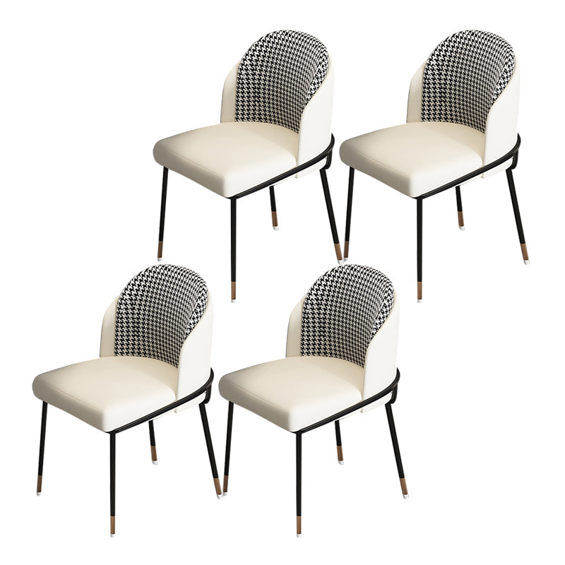 Glam Metal Dining Chair Upholstered Dining Side Armless Chair for Restaurant Use White 4 Piece Set Clearhalo ' kitchen&dining_furn' 'Dining Chairs' 'Dining Tables & Seating' 'dining_chair' 'furn' 'furn_dining_chair' 'Furniture' 'furniture_dining_chair' 'Kitchen & Dining Furniture' 'kitchen' 4438289