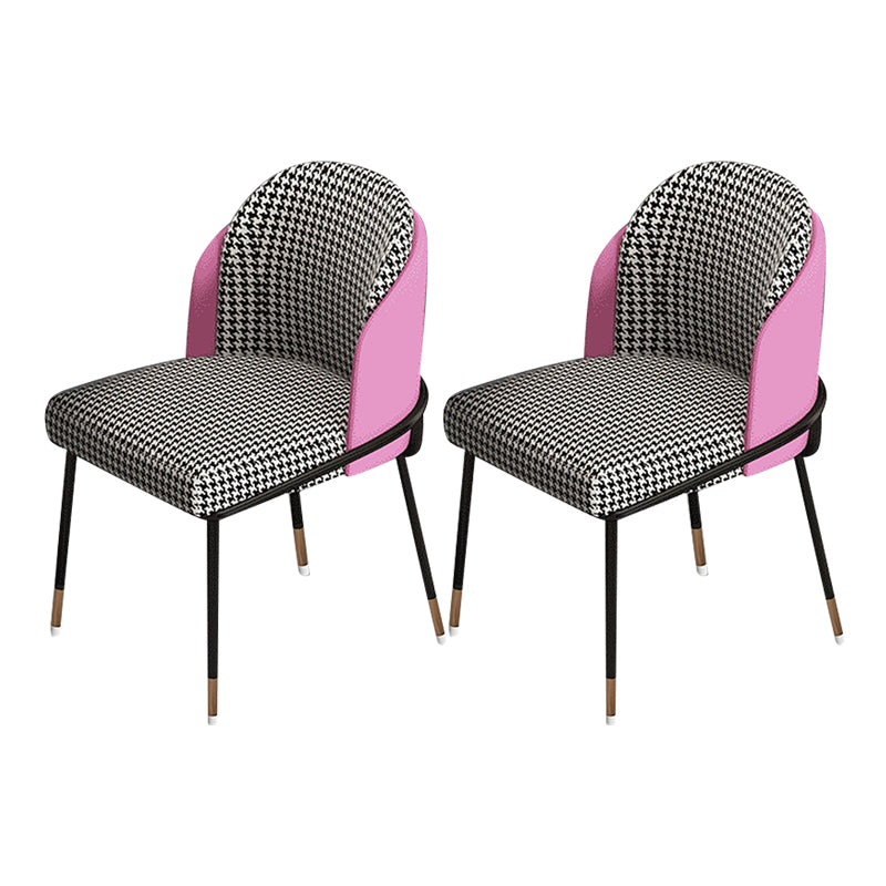 Glam Metal Dining Chair Upholstered Dining Side Armless Chair for Restaurant Use Pink 2 Piece Set Clearhalo ' kitchen&dining_furn' 'Dining Chairs' 'Dining Tables & Seating' 'dining_chair' 'furn' 'furn_dining_chair' 'Furniture' 'furniture_dining_chair' 'Kitchen & Dining Furniture' 'kitchen' 4438294