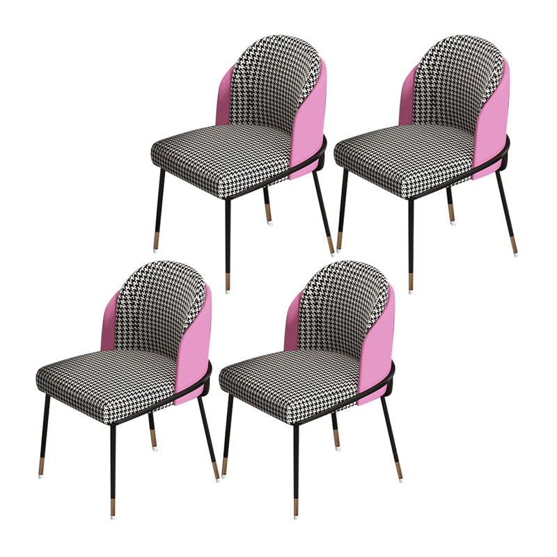 Glam Metal Dining Chair Upholstered Dining Side Armless Chair for Restaurant Use Pink 4 Piece Set Clearhalo ' kitchen&dining_furn' 'Dining Chairs' 'Dining Tables & Seating' 'dining_chair' 'furn' 'furn_dining_chair' 'Furniture' 'furniture_dining_chair' 'Kitchen & Dining Furniture' 'kitchen' 4438295