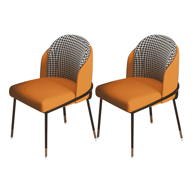 Glam Metal Dining Chair Upholstered Dining Side Armless Chair for Restaurant Use Orange 2 Piece Set Clearhalo ' kitchen&dining_furn' 'Dining Chairs' 'Dining Tables & Seating' 'dining_chair' 'furn' 'furn_dining_chair' 'Furniture' 'furniture_dining_chair' 'Kitchen & Dining Furniture' 'kitchen' 4438297