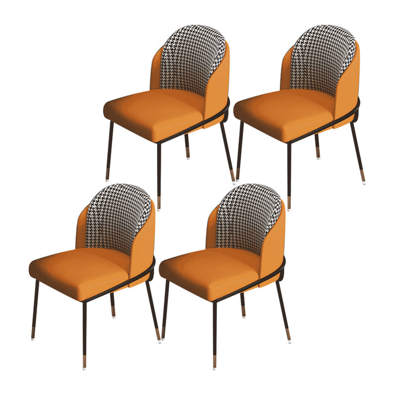 Glam Metal Dining Chair Upholstered Dining Side Armless Chair for Restaurant Use Orange 4 Piece Set Clearhalo ' kitchen&dining_furn' 'Dining Chairs' 'Dining Tables & Seating' 'dining_chair' 'furn' 'furn_dining_chair' 'Furniture' 'furniture_dining_chair' 'Kitchen & Dining Furniture' 'kitchen' 4438298