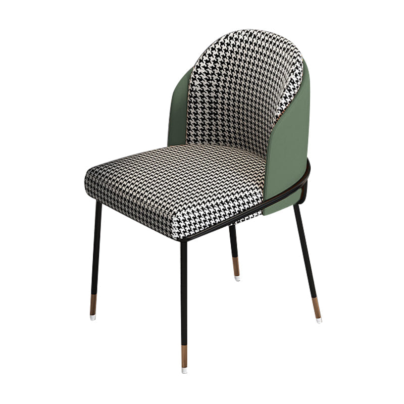 Glam Metal Dining Chair Upholstered Dining Side Armless Chair for Restaurant Use Green 1 Piece Clearhalo ' kitchen&dining_furn' 'Dining Chairs' 'Dining Tables & Seating' 'dining_chair' 'furn' 'furn_dining_chair' 'Furniture' 'furniture_dining_chair' 'Kitchen & Dining Furniture' 'kitchen' 4438299