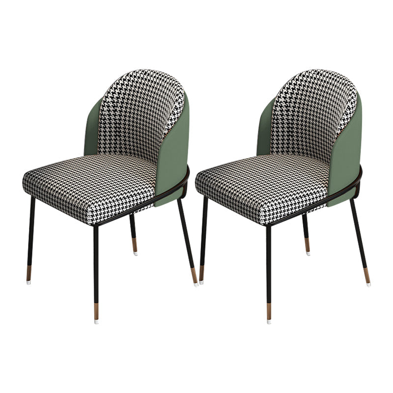 Glam Metal Dining Chair Upholstered Dining Side Armless Chair for Restaurant Use Green 2 Piece Set Clearhalo ' kitchen&dining_furn' 'Dining Chairs' 'Dining Tables & Seating' 'dining_chair' 'furn' 'furn_dining_chair' 'Furniture' 'furniture_dining_chair' 'Kitchen & Dining Furniture' 'kitchen' 4438300