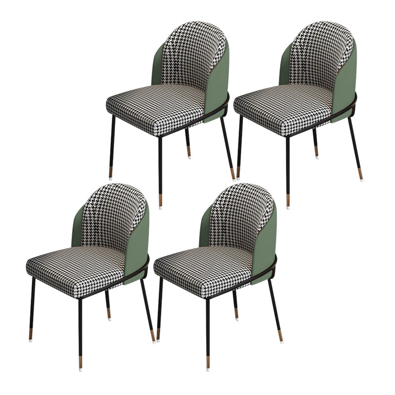Glam Metal Dining Chair Upholstered Dining Side Armless Chair for Restaurant Use Green 4 Piece Set Clearhalo ' kitchen&dining_furn' 'Dining Chairs' 'Dining Tables & Seating' 'dining_chair' 'furn' 'furn_dining_chair' 'Furniture' 'furniture_dining_chair' 'Kitchen & Dining Furniture' 'kitchen' 4438301