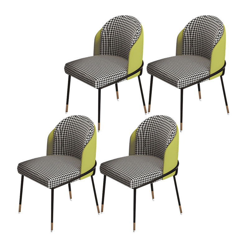 Glam Metal Dining Chair Upholstered Dining Side Armless Chair for Restaurant Use Light Green 4 Piece Set Clearhalo ' kitchen&dining_furn' 'Dining Chairs' 'Dining Tables & Seating' 'dining_chair' 'furn' 'furn_dining_chair' 'Furniture' 'furniture_dining_chair' 'Kitchen & Dining Furniture' 'kitchen' 4438304