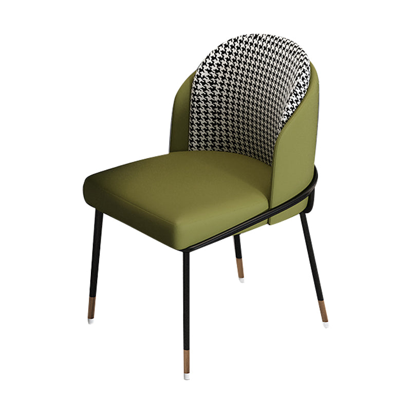 Glam Metal Dining Chair Upholstered Dining Side Armless Chair for Restaurant Use Olive Green 1 Piece Clearhalo ' kitchen&dining_furn' 'Dining Chairs' 'Dining Tables & Seating' 'dining_chair' 'furn' 'furn_dining_chair' 'Furniture' 'furniture_dining_chair' 'Kitchen & Dining Furniture' 'kitchen' 4438308