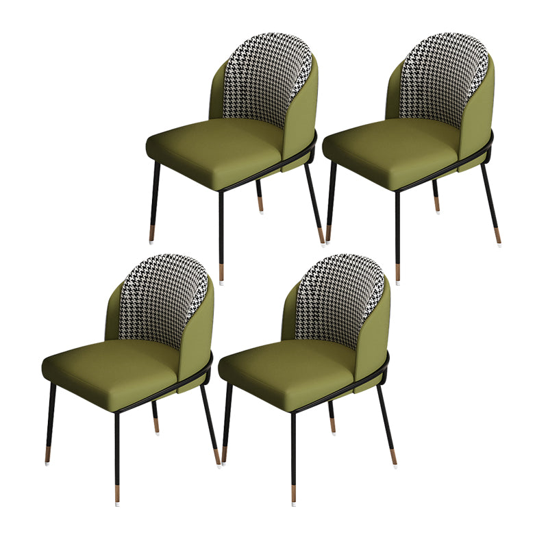 Glam Metal Dining Chair Upholstered Dining Side Armless Chair for Restaurant Use Olive Green 4 Piece Set Clearhalo ' kitchen&dining_furn' 'Dining Chairs' 'Dining Tables & Seating' 'dining_chair' 'furn' 'furn_dining_chair' 'Furniture' 'furniture_dining_chair' 'Kitchen & Dining Furniture' 'kitchen' 4438310
