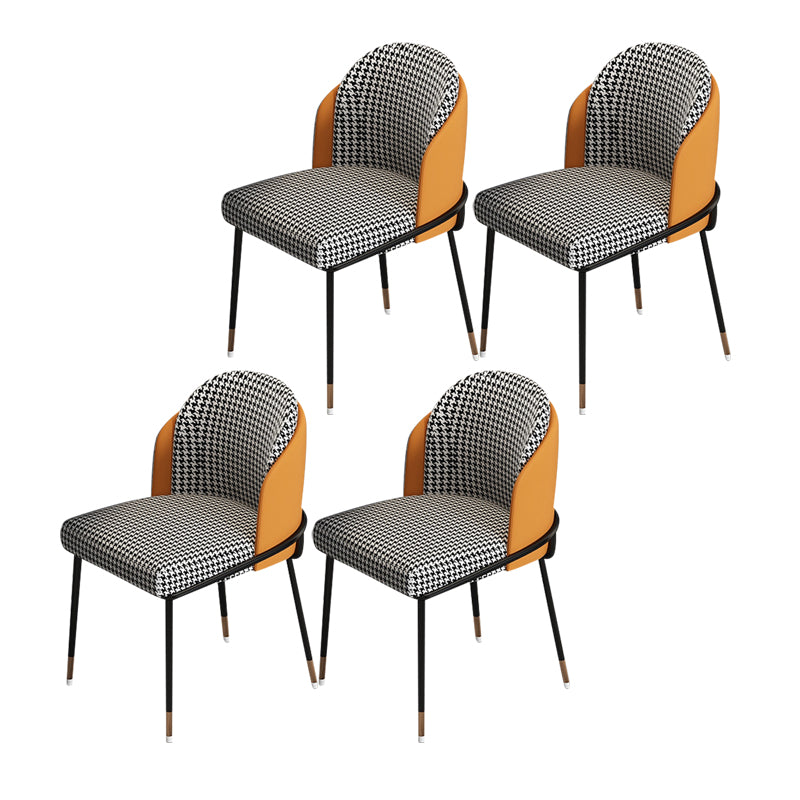 Glam Metal Dining Chair Upholstered Dining Side Armless Chair for Restaurant Use Black-White-Yellow 4 Piece Set Clearhalo ' kitchen&dining_furn' 'Dining Chairs' 'Dining Tables & Seating' 'dining_chair' 'furn' 'furn_dining_chair' 'Furniture' 'furniture_dining_chair' 'Kitchen & Dining Furniture' 'kitchen' 4438313