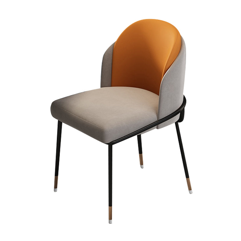 Glam Metal Dining Chair Upholstered Dining Side Armless Chair for Restaurant Use Gray-Orange 1 Piece Clearhalo ' kitchen&dining_furn' 'Dining Chairs' 'Dining Tables & Seating' 'dining_chair' 'furn' 'furn_dining_chair' 'Furniture' 'furniture_dining_chair' 'Kitchen & Dining Furniture' 'kitchen' 4438314