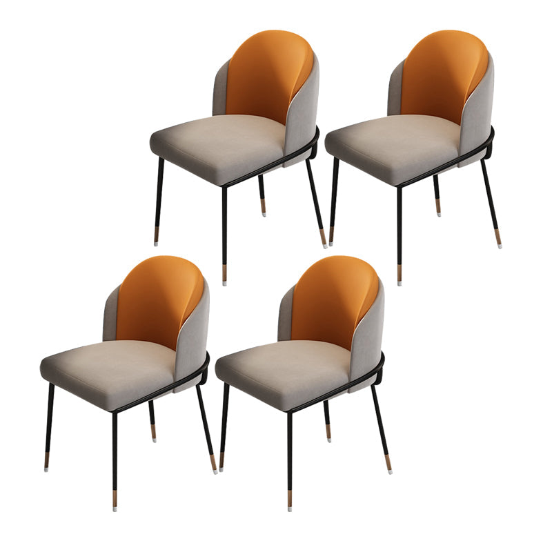 Glam Metal Dining Chair Upholstered Dining Side Armless Chair for Restaurant Use Gray-Orange 4 Piece Set Clearhalo ' kitchen&dining_furn' 'Dining Chairs' 'Dining Tables & Seating' 'dining_chair' 'furn' 'furn_dining_chair' 'Furniture' 'furniture_dining_chair' 'Kitchen & Dining Furniture' 'kitchen' 4438316