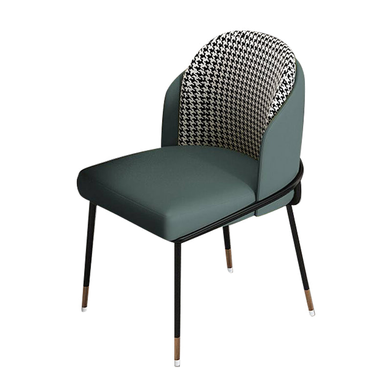 Glam Metal Dining Chair Upholstered Dining Side Armless Chair for Restaurant Use Blackish Green 1 Piece Clearhalo ' kitchen&dining_furn' 'Dining Chairs' 'Dining Tables & Seating' 'dining_chair' 'furn' 'furn_dining_chair' 'Furniture' 'furniture_dining_chair' 'Kitchen & Dining Furniture' 'kitchen' 4438317