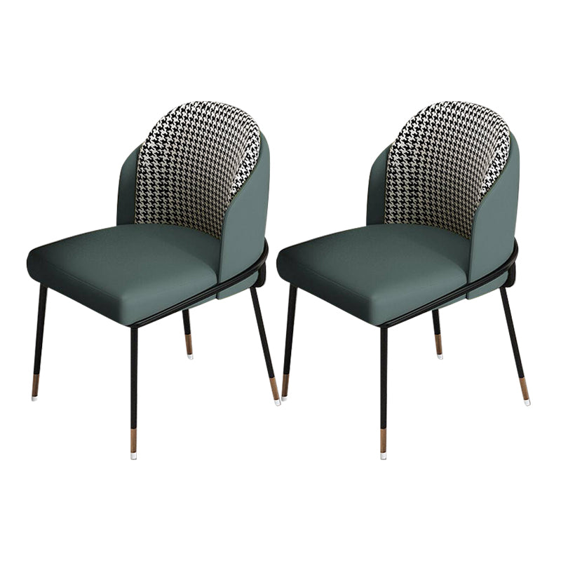 Glam Metal Dining Chair Upholstered Dining Side Armless Chair for Restaurant Use Blackish Green 2 Piece Set Clearhalo ' kitchen&dining_furn' 'Dining Chairs' 'Dining Tables & Seating' 'dining_chair' 'furn' 'furn_dining_chair' 'Furniture' 'furniture_dining_chair' 'Kitchen & Dining Furniture' 'kitchen' 4438318