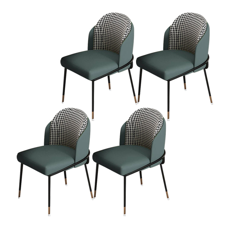 Glam Metal Dining Chair Upholstered Dining Side Armless Chair for Restaurant Use Blackish Green 4 Piece Set Clearhalo ' kitchen&dining_furn' 'Dining Chairs' 'Dining Tables & Seating' 'dining_chair' 'furn' 'furn_dining_chair' 'Furniture' 'furniture_dining_chair' 'Kitchen & Dining Furniture' 'kitchen' 4438319