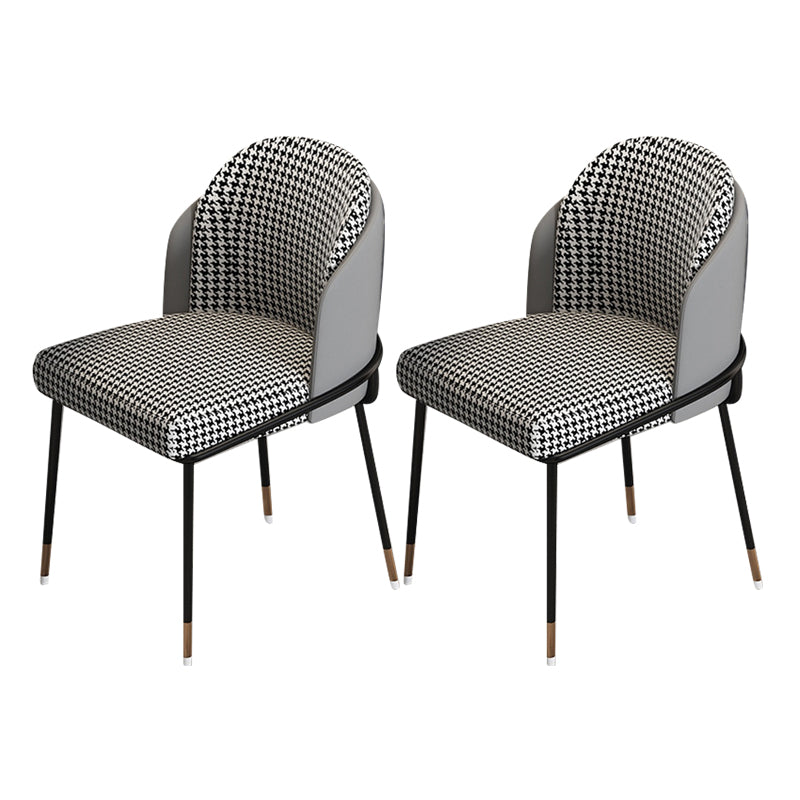 Glam Metal Dining Chair Upholstered Dining Side Armless Chair for Restaurant Use Black White Gray 2 Piece Set Clearhalo ' kitchen&dining_furn' 'Dining Chairs' 'Dining Tables & Seating' 'dining_chair' 'furn' 'furn_dining_chair' 'Furniture' 'furniture_dining_chair' 'Kitchen & Dining Furniture' 'kitchen' 4438321