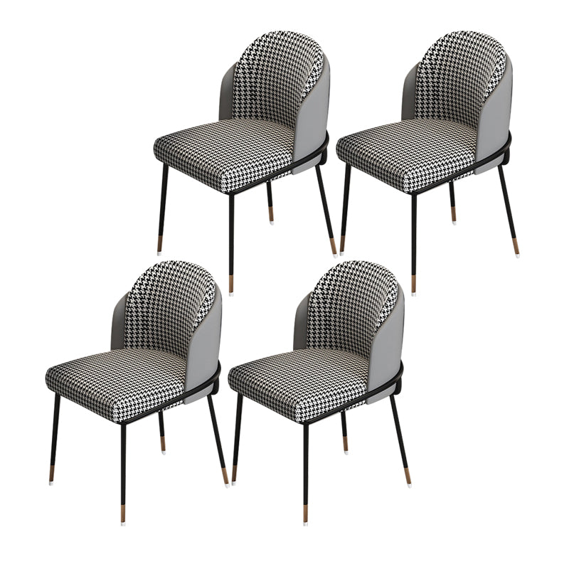 Glam Metal Dining Chair Upholstered Dining Side Armless Chair for Restaurant Use Black White Gray 4 Piece Set Clearhalo ' kitchen&dining_furn' 'Dining Chairs' 'Dining Tables & Seating' 'dining_chair' 'furn' 'furn_dining_chair' 'Furniture' 'furniture_dining_chair' 'Kitchen & Dining Furniture' 'kitchen' 4438322